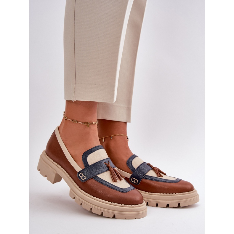 Ženske kožne mokasine smeđe Laura Messi 2835 smeđa 1