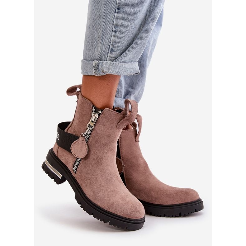 Izolirane ženske gležnjače s patentnim zatvaračem, tamno bež Calvaro 1