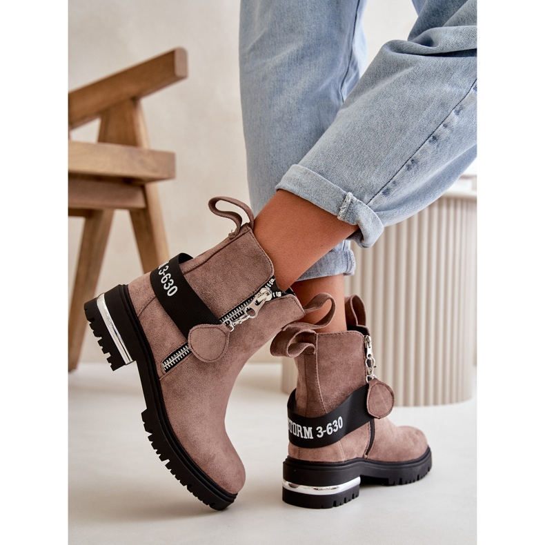 Izolirane ženske gležnjače s patentnim zatvaračem, tamno bež Calvaro 2