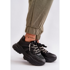 Crne ženske tenisice Relissa na masivnom potplatu s ukrasnim vezicama crno 2