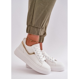 Ženske tenisice s platformom od eko kože, bijele i zlatne boje Brennessa bijela 2