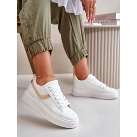 Ženske tenisice s platformom od eko kože, bijele i zlatne boje Brennessa bijela 1