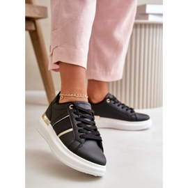 Moderne ženske tenisice s platformom od eko kože crne nevisase boje crna 2
