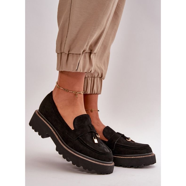 Ženske eko antilop mokasine s crnim ukrasom Verindalle crna 1