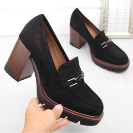 Antilop cipele, ženske mokasine na visoku petu, crne Potocki 12465 crna 1