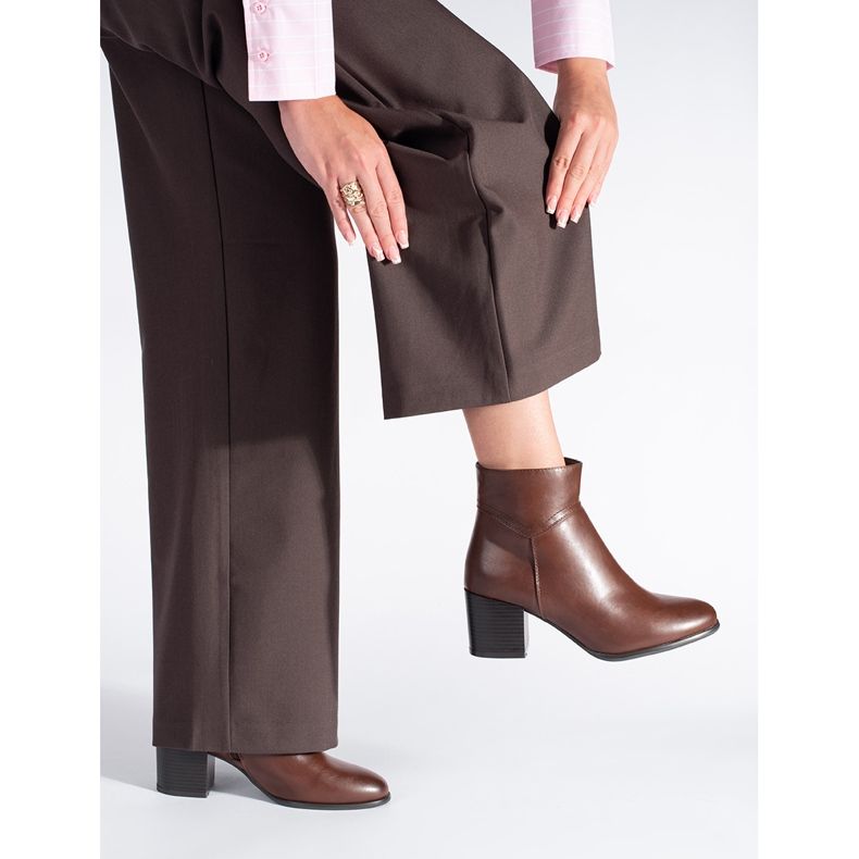 Smeđe gležnjače s visokom petom Sergio Leone smeđa 2