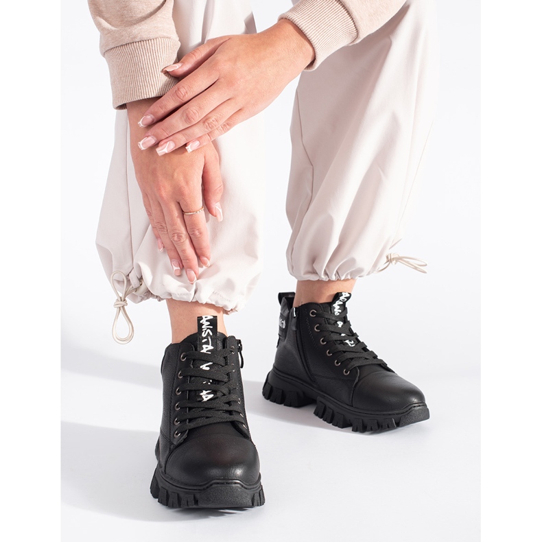 Sergio Leone ženske crne gležnjače na vezanje crna 2