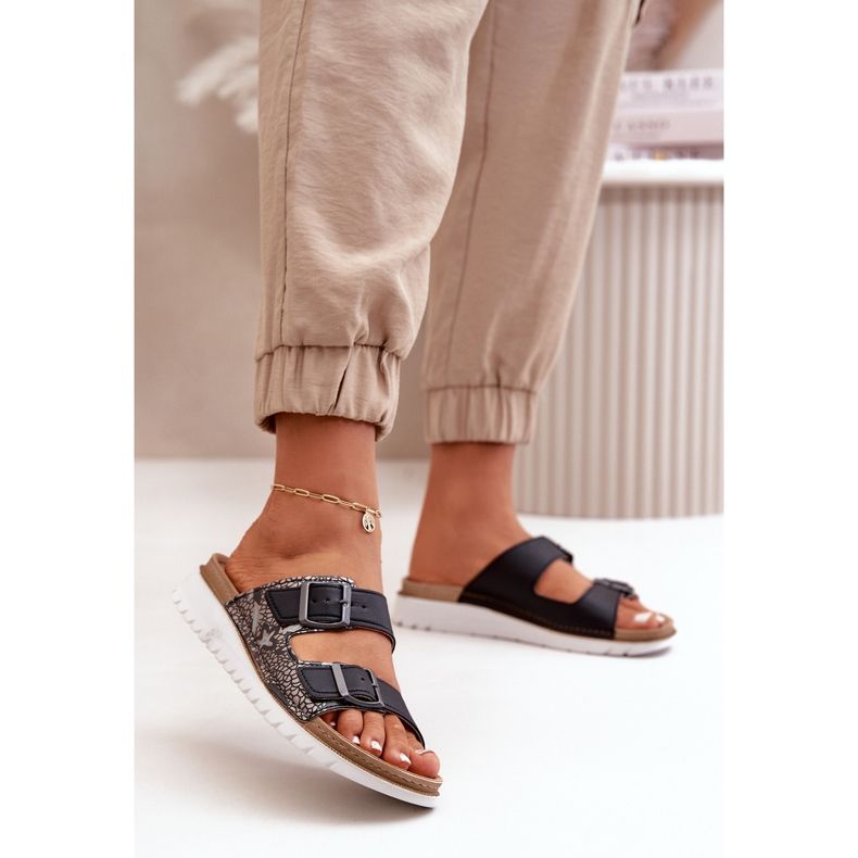 Ženske udobne japanke s kopčama Inblu CN000033 tamnoplave plava 2