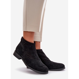 Ženske ažur čizme na ravnu petu crne S.Barski HY42-076 crna 1