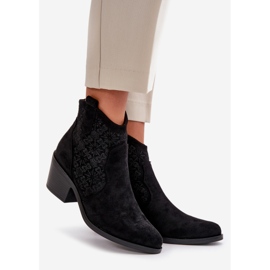 Ažurirane kaubojske čizme s patentnim zatvaračem od ekološki antilop crne S.Barski HY42-944 crno 1