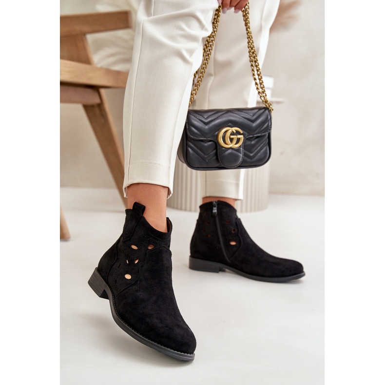 Ženske otvorene čizme s patentnim zatvaračem crne S.Barski HY42-081 crno 2