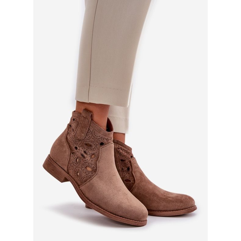 Ženske otvorene čizme s patentnim zatvaračem smeđe S.Barski HY42-081 smeđa 1