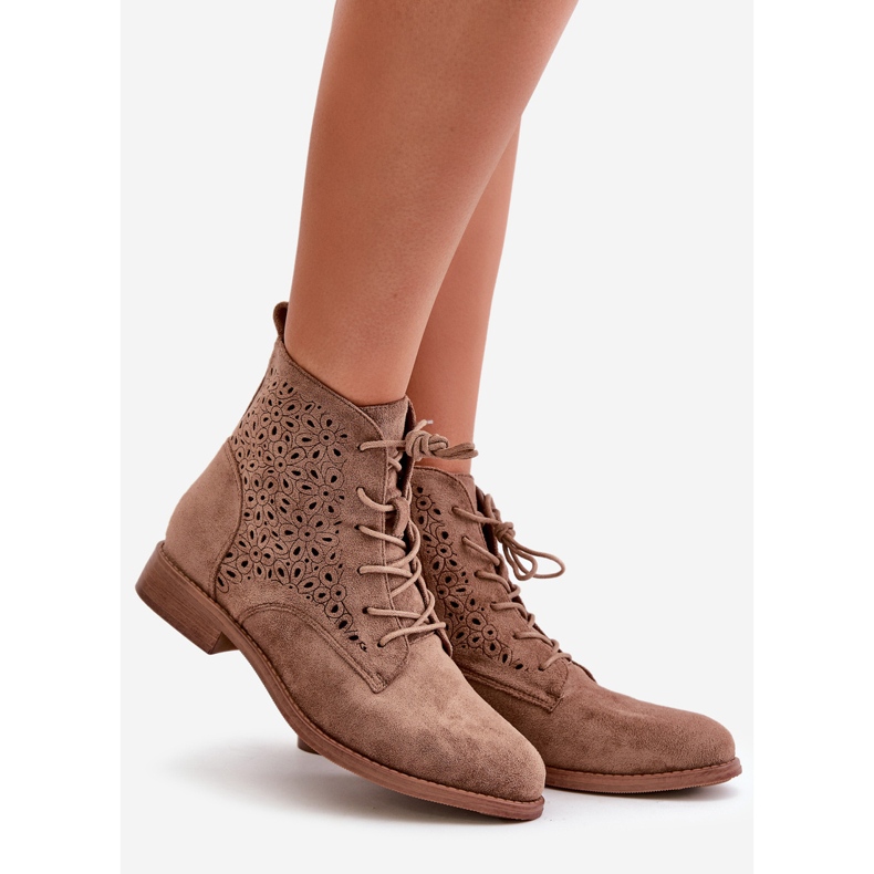 Ženske gležnjače s uzorkom smeđe S.Barski HY66-136 smeđa 1