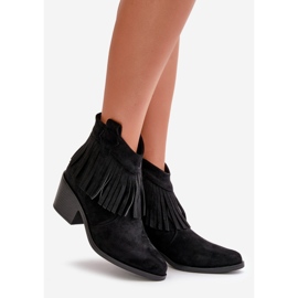 Ženske kaubojske čizme s patentnim zatvaračem od ekološki antilop crne S.Barski HY42-127 crna 1