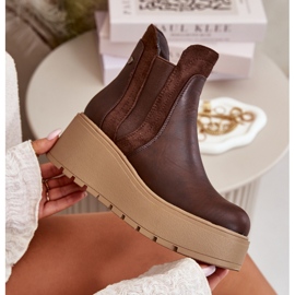 Ženske izolirane čizme na platformu i tanke smeđe mivanire smeđa 2