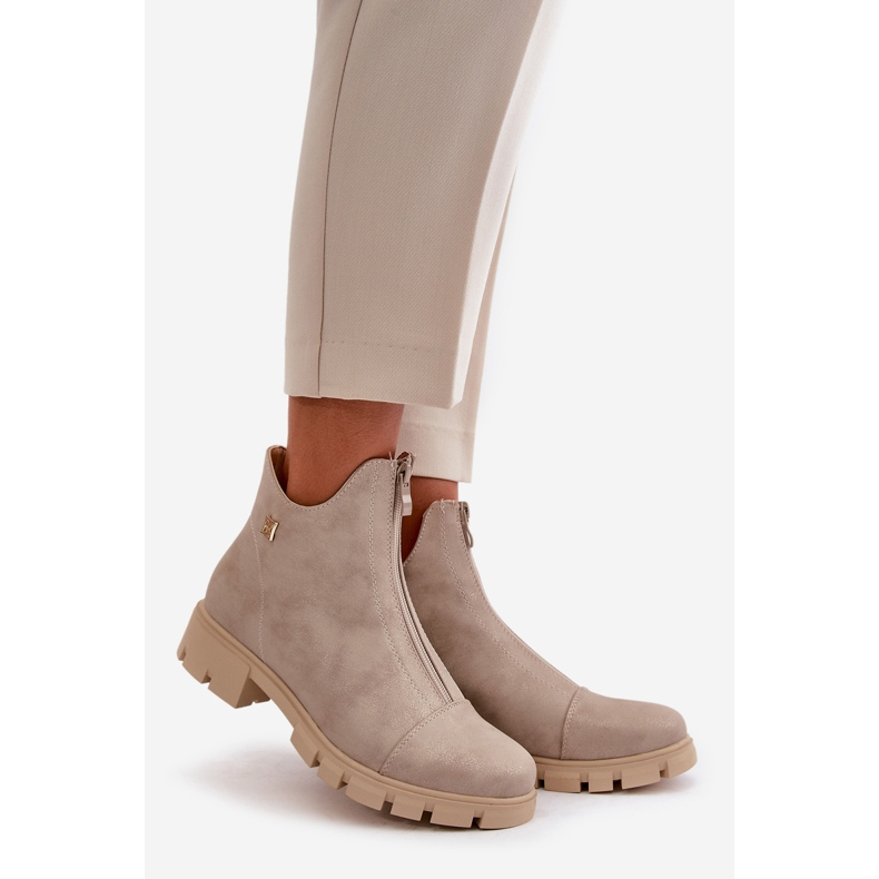 Izolirane ženske gležnjače s ogrebotinama, eko koža, zlatna Verietta zlatni 1