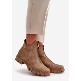 Izolirane ženske gležnjače s ogrebotinama od eko kože smeđe i zlatne boje Verietta smeđa 1