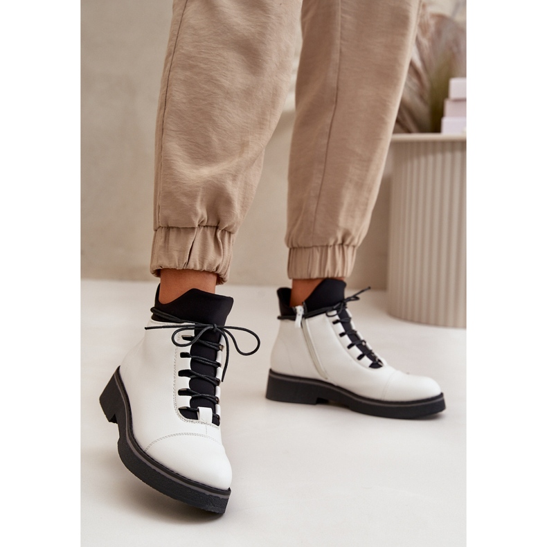 Ženske izolirane niske-visoke čizme, eko koža, bijele bijela 2