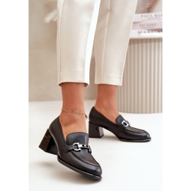 Elegantne kožne ženske cipele na visoku petu, crne Vinceza 91116 crno 2