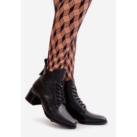 Ženske čizme na vezanje na visoku petu, topla prirodna koža, crne Vinceza 91110 crna 1