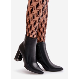 Ženske gležnjače na visoku petu, kopčanje patentnim zatvaračem, izolirana eko koža, crni Mevair crno 1