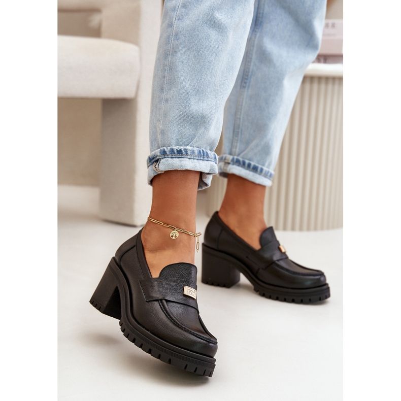 Zazoo 20168 Elegantne ženske cipele na visoku petu, prirodna koža, crne crna 2