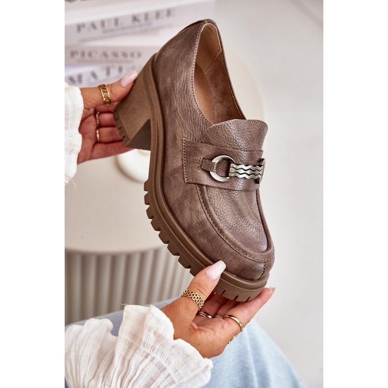 Zazoo 20175 Ženske cipele na visoku petu, prirodna koža, tamno bež 2