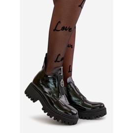 Zazoo 60451 Ženske kožne gležnjače s ukrasom, lakirane crne crna 1