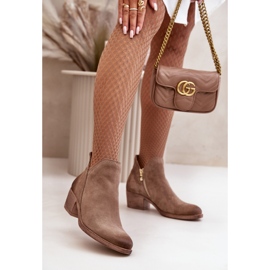 Zazoo 60475 Ženske čizme s niskom petom od brušene kože, ugrijane, tamno bež 2