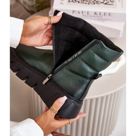 Zazoo 60512 Ženske kožne čizme s patentnim zatvaračem, tople s filcom, tamnozelene zelena 2