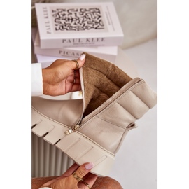 Zazoo 60512 Ženske kožne čizme s patentnim zatvaračem, tople s filcom, svijetlo bež 2