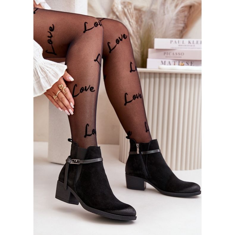 Zazoo 60478 Čizme s visokom petom od brušene kože, izolirane, kopčaju se patentnim zatvaračem, crne crna 2