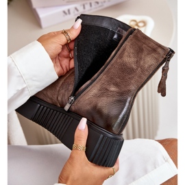 Zazoo 60369 Ženske kožne gležnjače na platformu, tamno bež 2