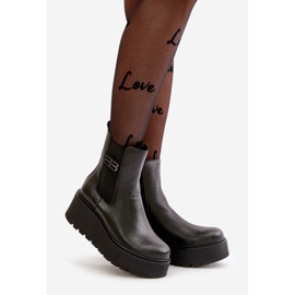 Zazoo 60498 Ženske Chelsea čizme na platformu i wedges, crne crno 1