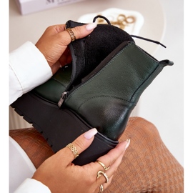 Zazoo 60499 Ženske čizme na platformu i klin izolirane prirodne kože tamnozelene zelena 2