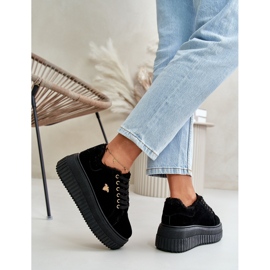 Ženske izolirane tenisice na debelom potplatu sa zlatnim detaljima, crna Lotira crno 2