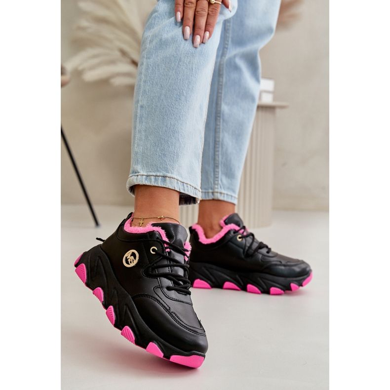 Ženske izolirane sportske cipele na pertlanje na platformu crno-bijele crna 2