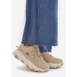 Ženske izolirane sportske cipele na vezanje na platformu, bež, bijele 1