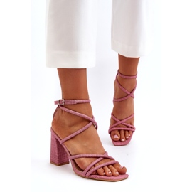 Ženske sandale na post ružičastim prugama ružičasta 2