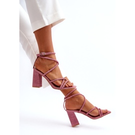 Ženske sandale na post ružičastim prugama ružičasta 4