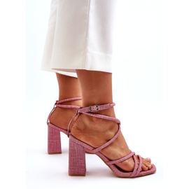 Ženske sandale na post ružičastim prugama ružičasta 3