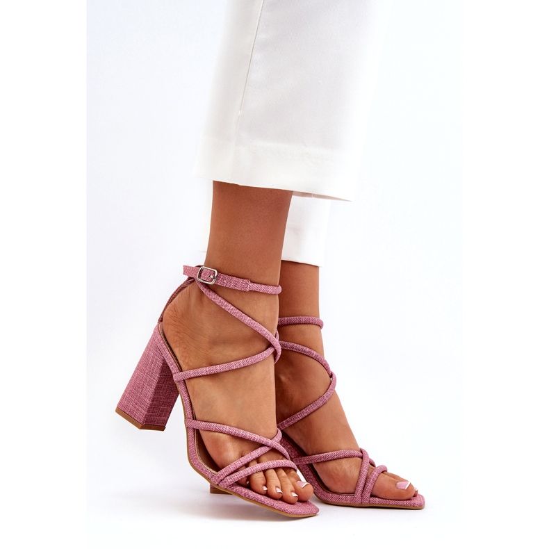 Ženske sandale na post ružičastim prugama ružičasta 1
