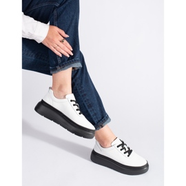 Kožne bijele cipele na crnu platformu bijela 1