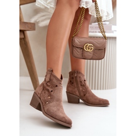Ženske ažurne kaubojske čizme od brušene kože smeđe S.Barski HY42-086 smeđa 2