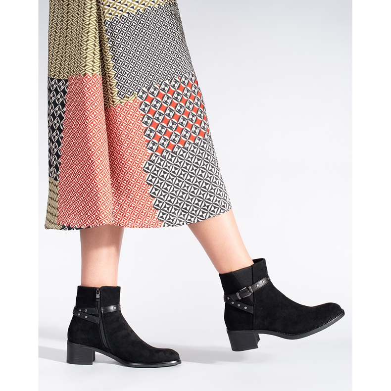 Crne gležnjače s niskom petom od brušene kože Sergio Leone crna 1