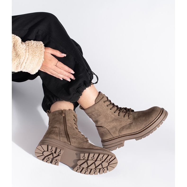 Smeđe ženske radničke čizme na vezanje iz Sergio Leonea smeđa 1