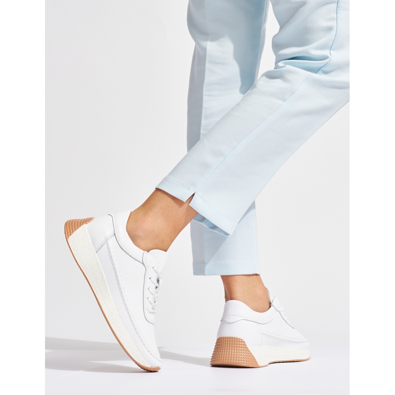 Sergio Leone Ženske ažur kožne bijele sportske cipele bijela 1