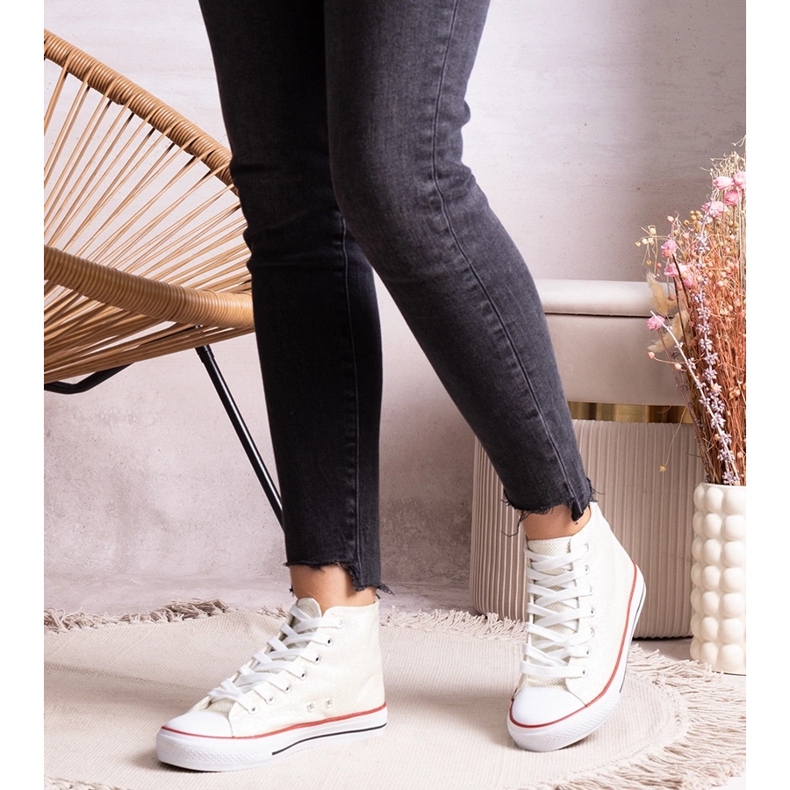 Bijele visoke tenisice od sjajne mrežice Ranifali bijela 1