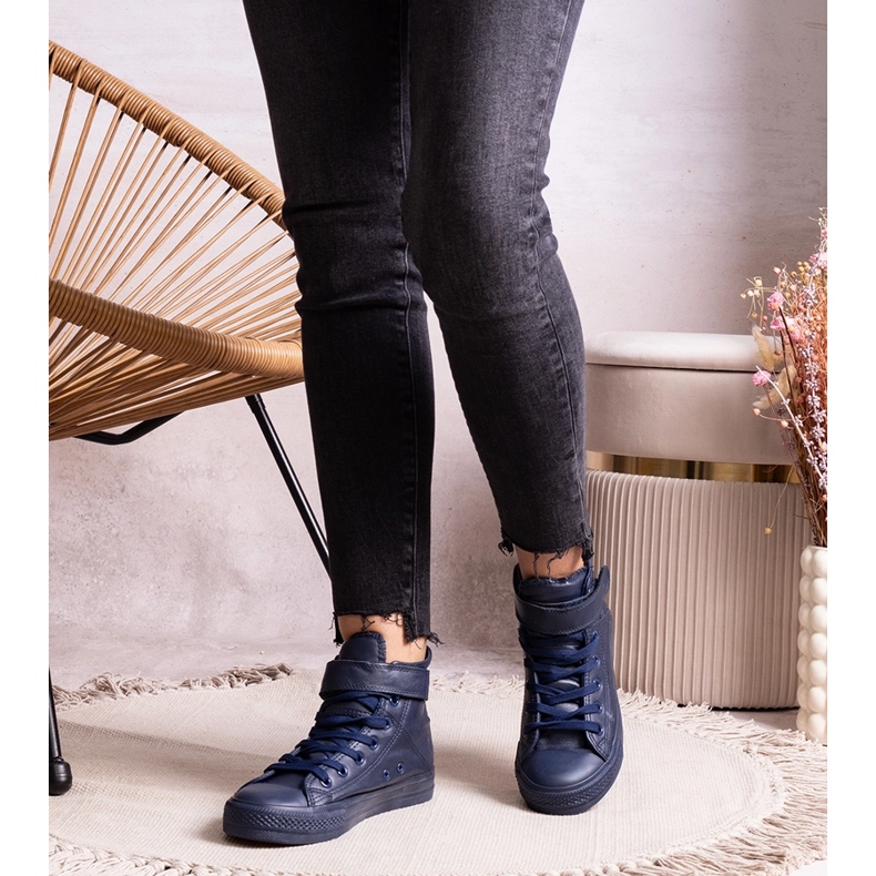 Mornarsko plave visoke tenisice od eko kože Bonbonita plava 1