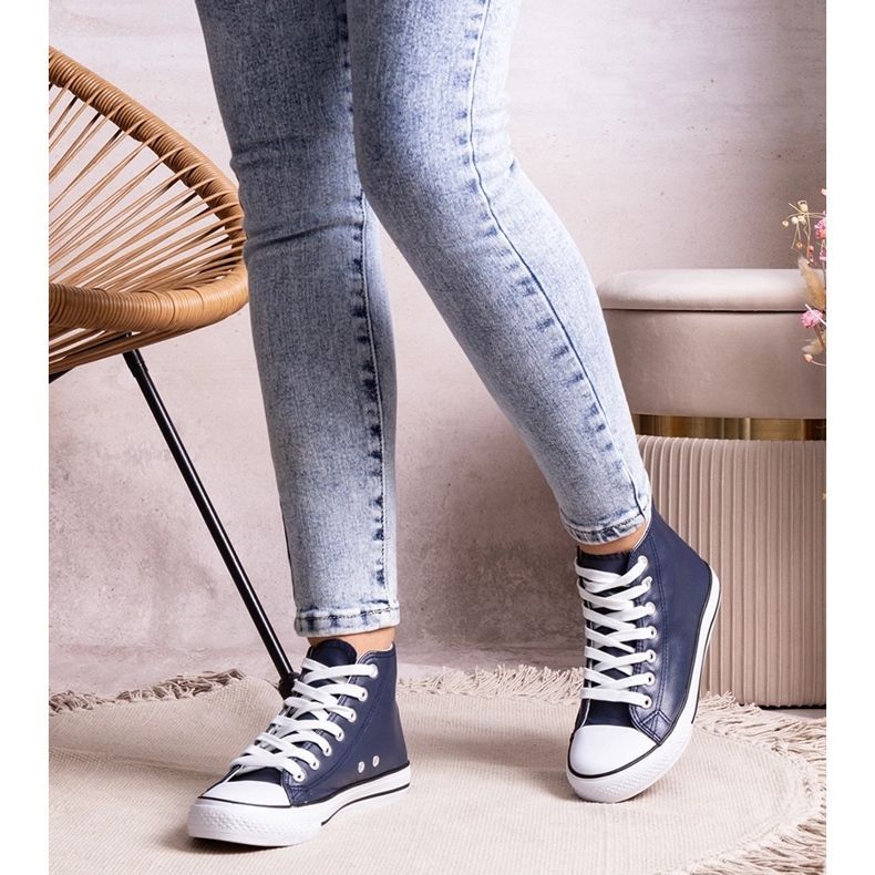 Mornarsko plave visoke tenisice od eko kože marke Boniface plava 1